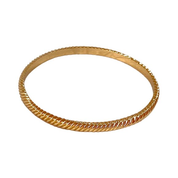 J Crew Bracelet S/M Yellow Gold Plated Bangle Skinny Textured Stackable Y2K VSCO - Picture 11 of 16